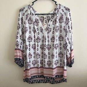 Artisan NY NWT Blouse White/Pink/Navy